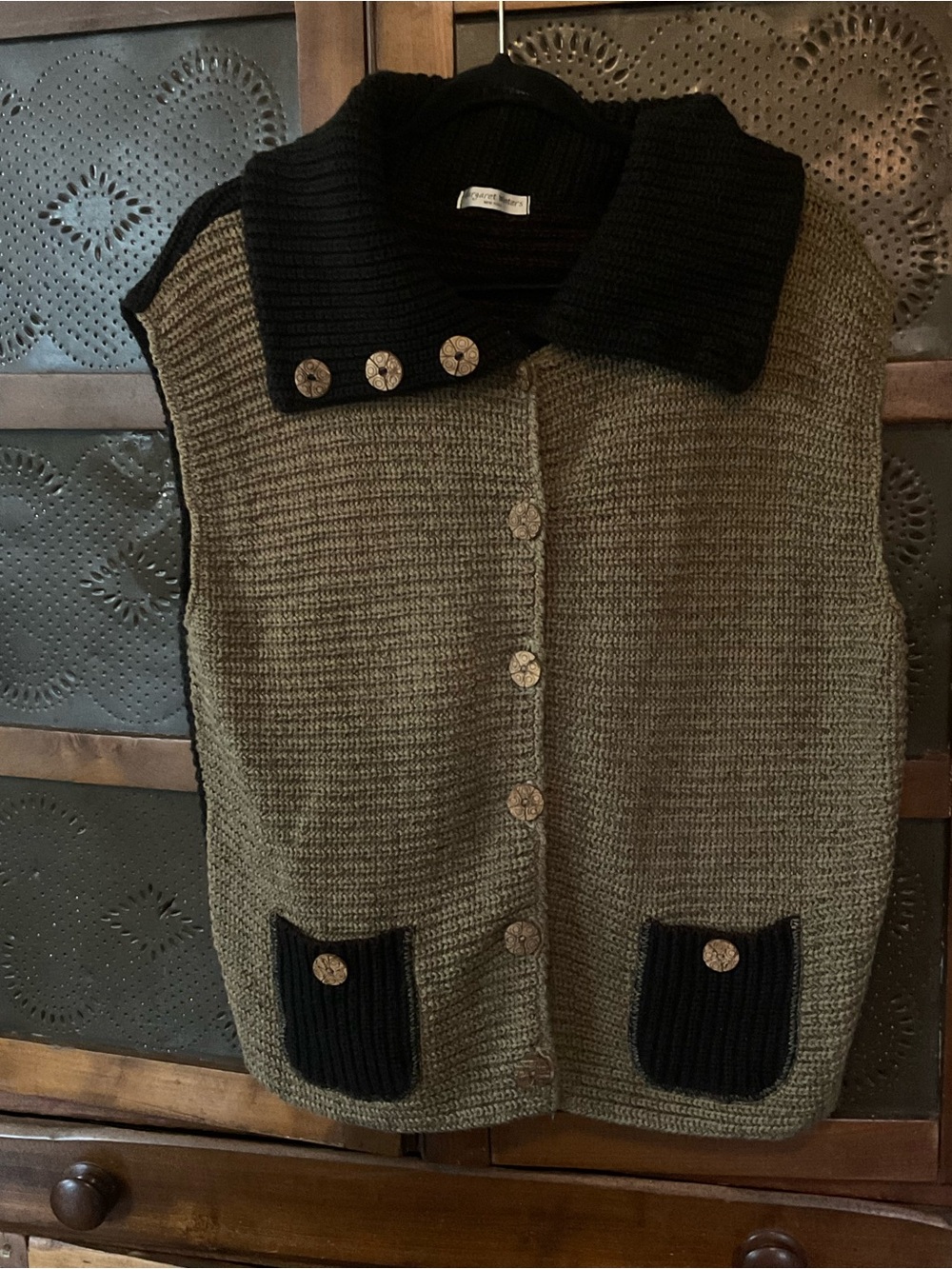 Vintage Margaret Winters Sleeveless Cardigan Sweater XL